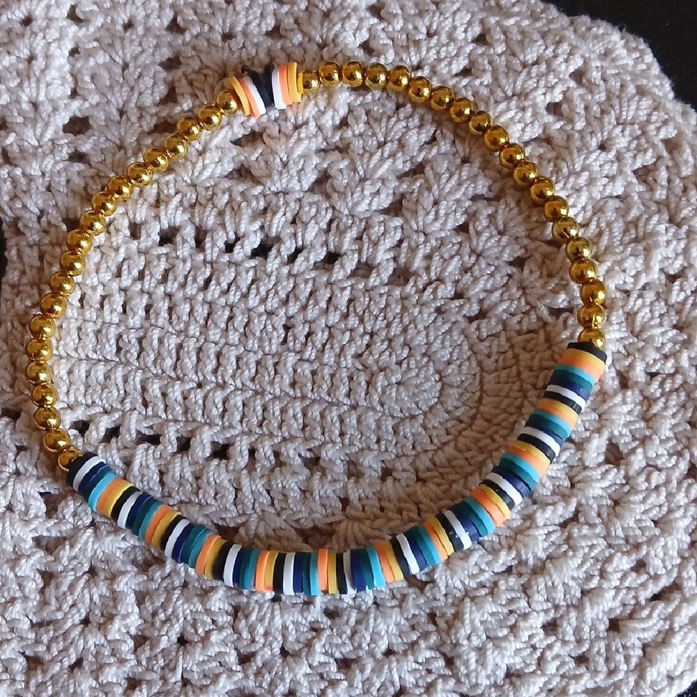 Gold and Multicolor Beaded Bracelet For Ankletes